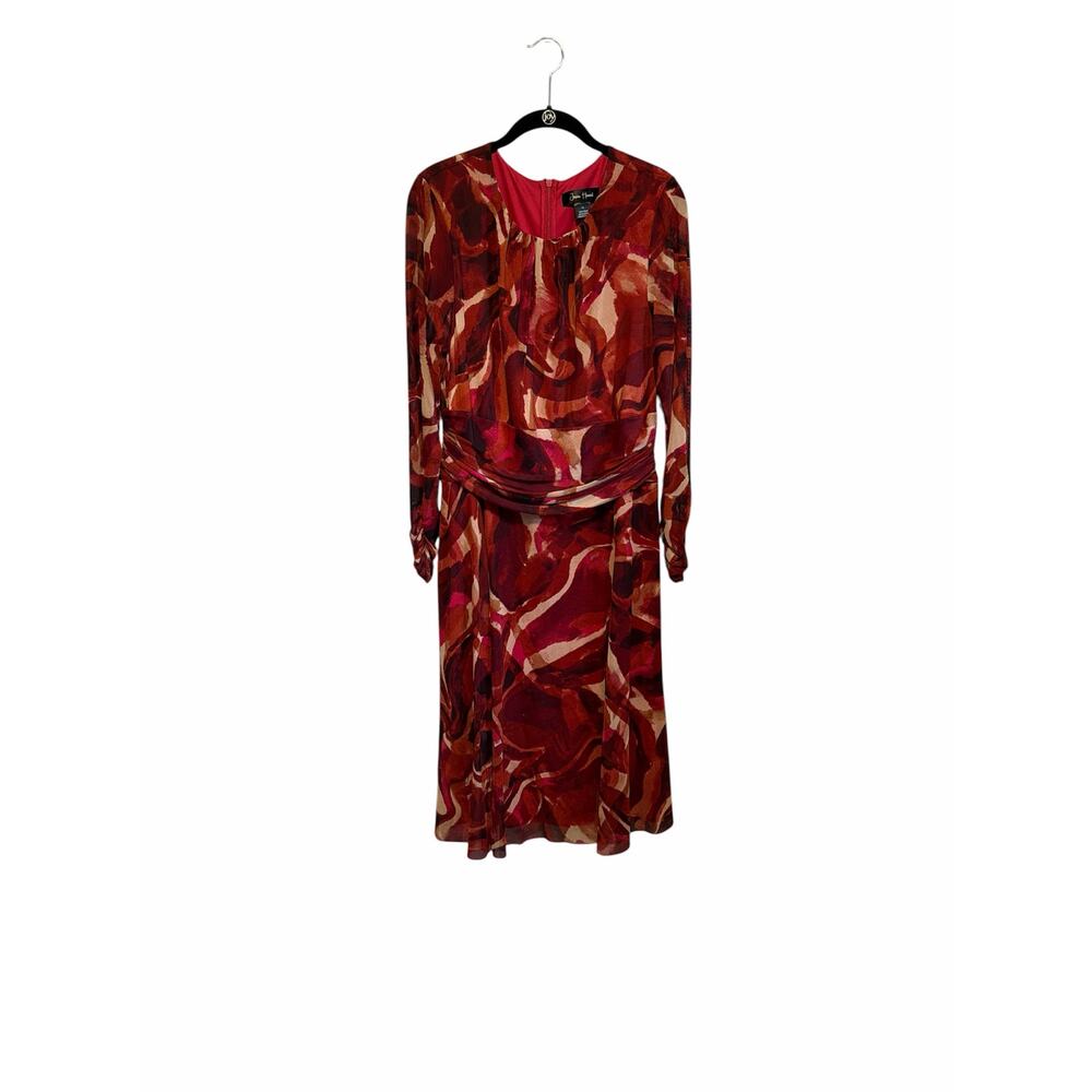 Jessica Howard Printed Ruched Waist Midi Dress sz 14
